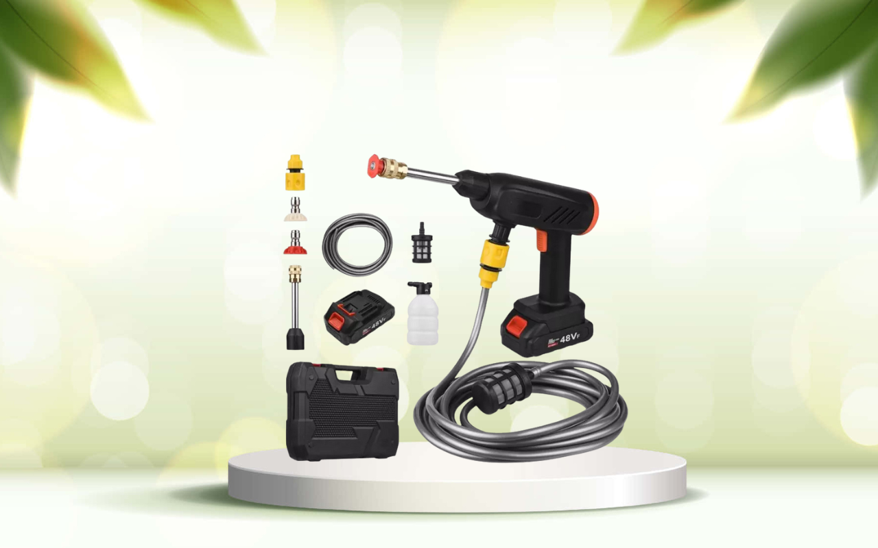 Scopri la pistola idropulitrice portatile: pulizia profonda ovunque senza rubinetto